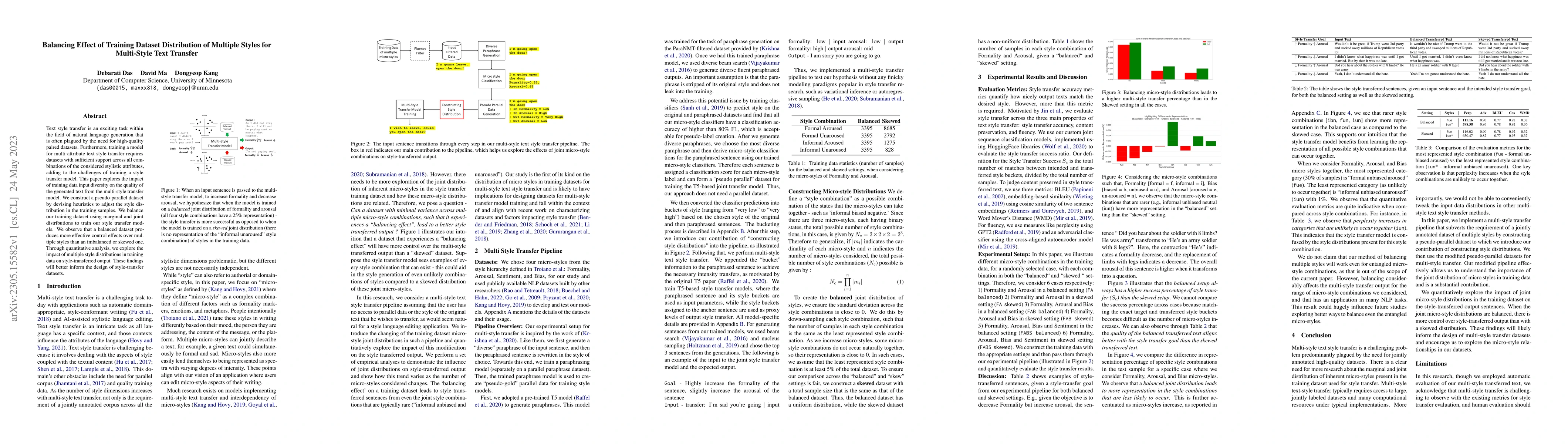 Thumbnail for Balancing Effect of Training Dataset Distribution of Multiple Styles for
  Multi-Style Text Transfer