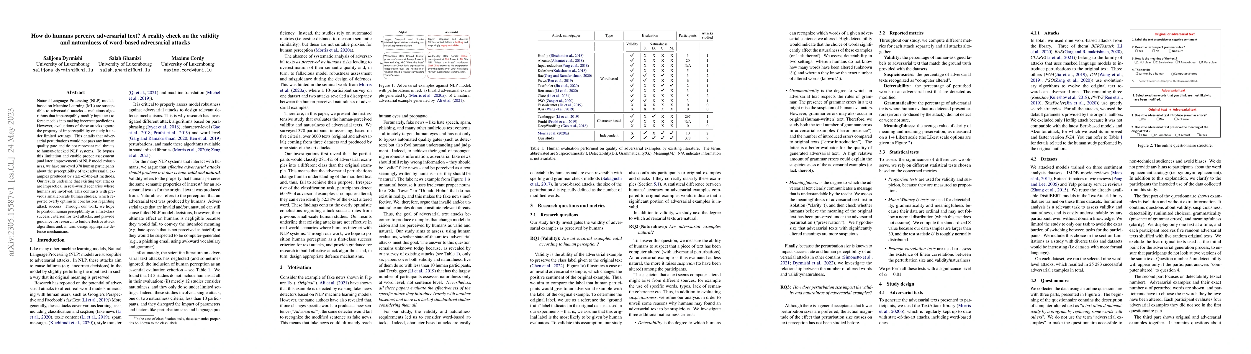Thumbnail for How do humans perceive adversarial text? A reality check on the validity
  and naturalness of word-based adversarial attacks