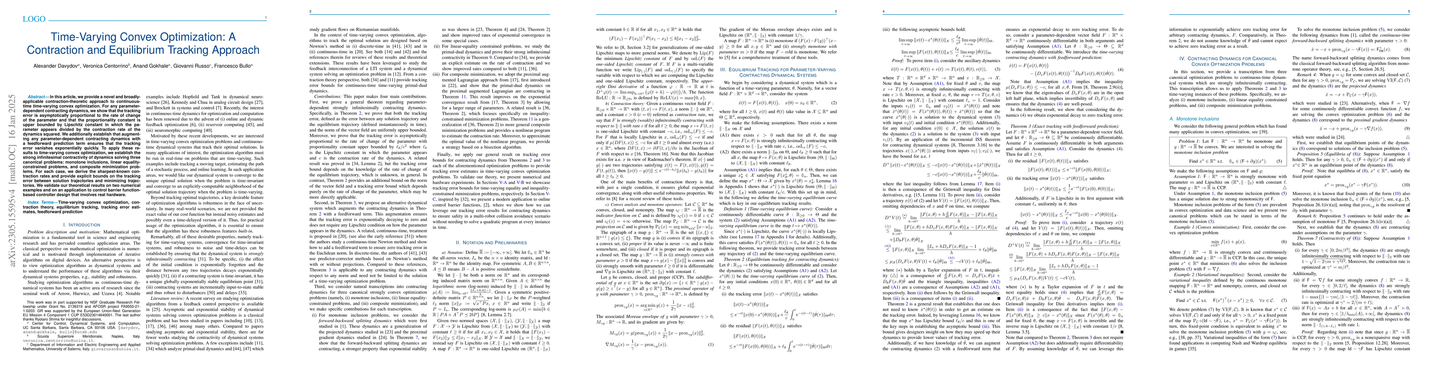 Thumbnail for Time-Varying Convex Optimization: A Contraction and Equilibrium Tracking
  Approach