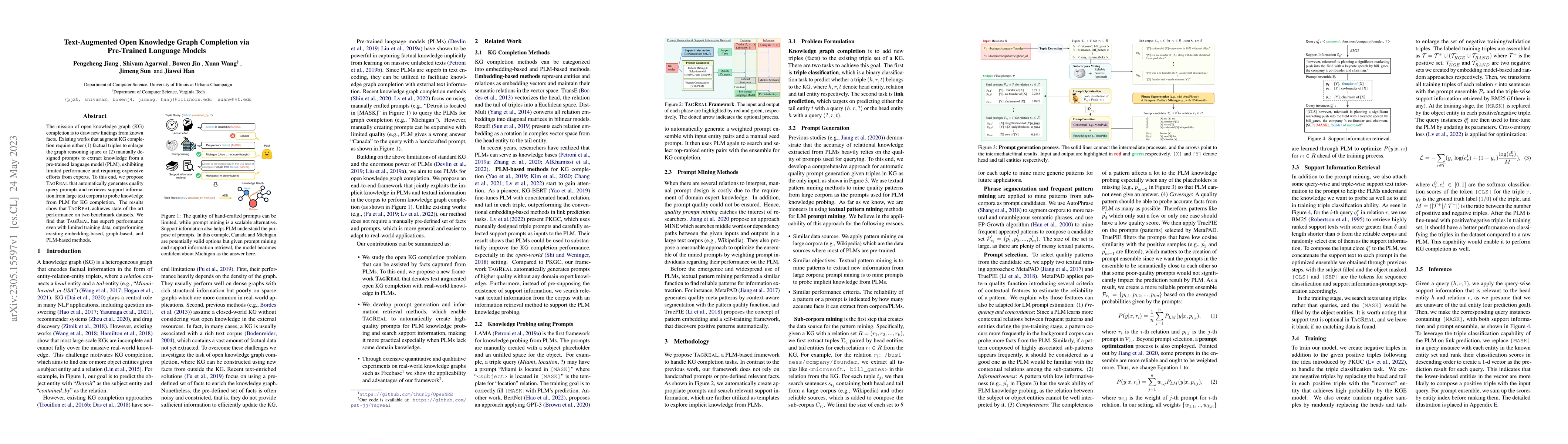 Thumbnail for Text-Augmented Open Knowledge Graph Completion via Pre-Trained Language
  Models