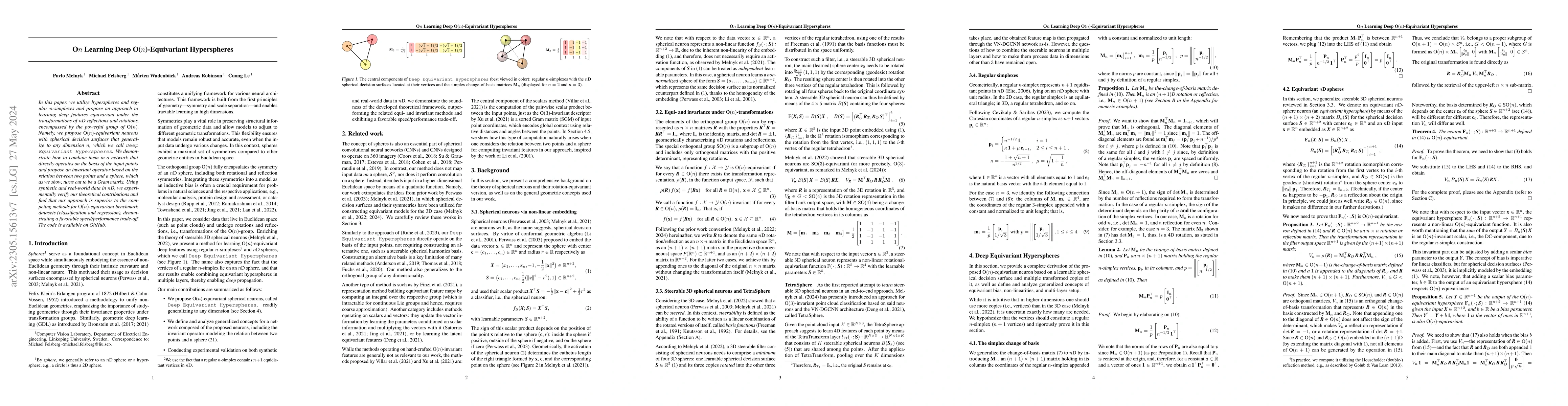 Thumbnail for O$n$ Learning Deep O($n$)-Equivariant Hyperspheres