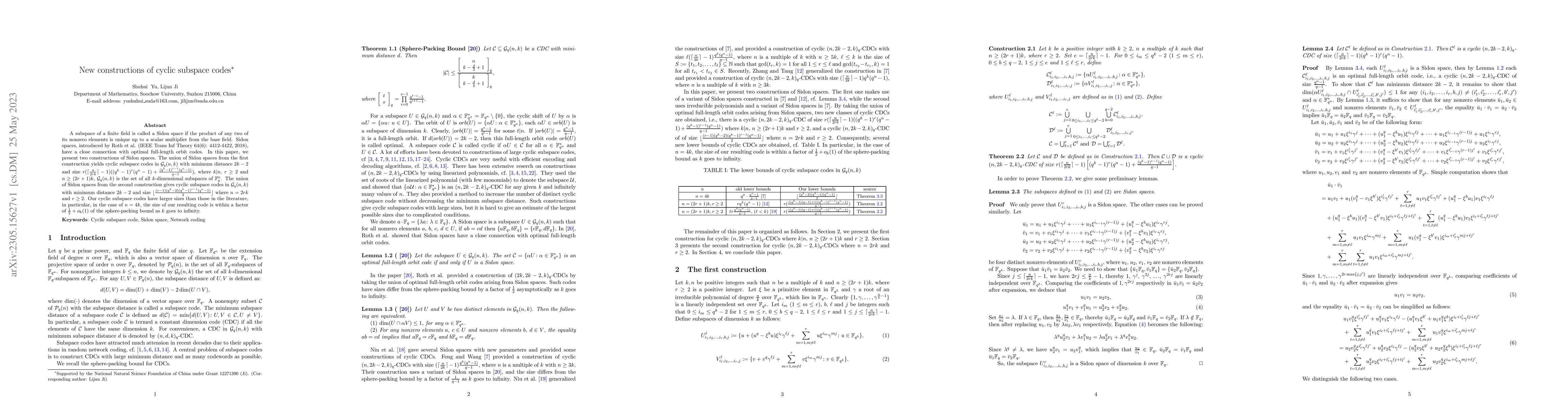 Thumbnail for New constructions of cyclic subspace codes