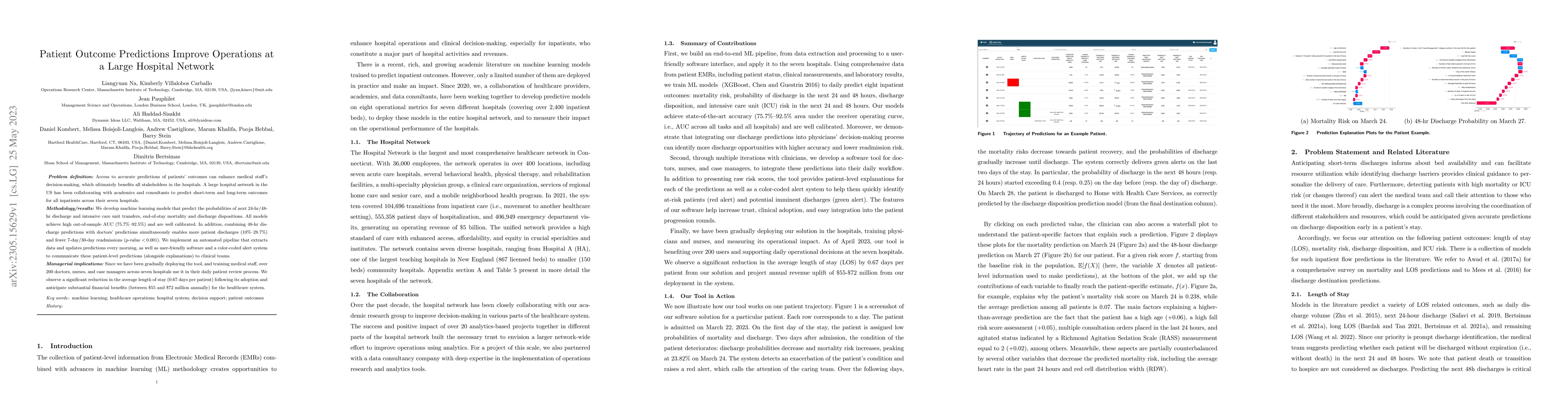 Thumbnail for Patient Outcome Predictions Improve Operations at a Large Hospital
  Network