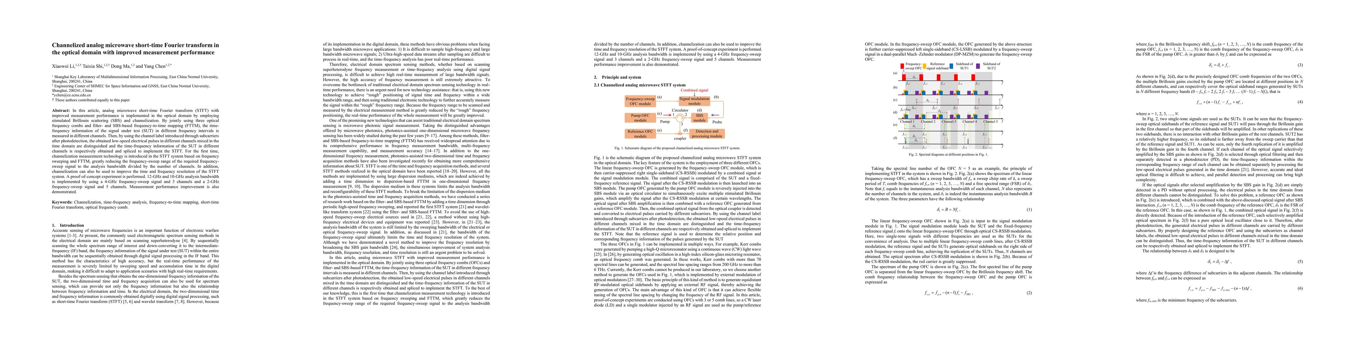 Thumbnail for Channelized analog microwave short-time Fourier transform in the optical
  domain with improved measurement performance