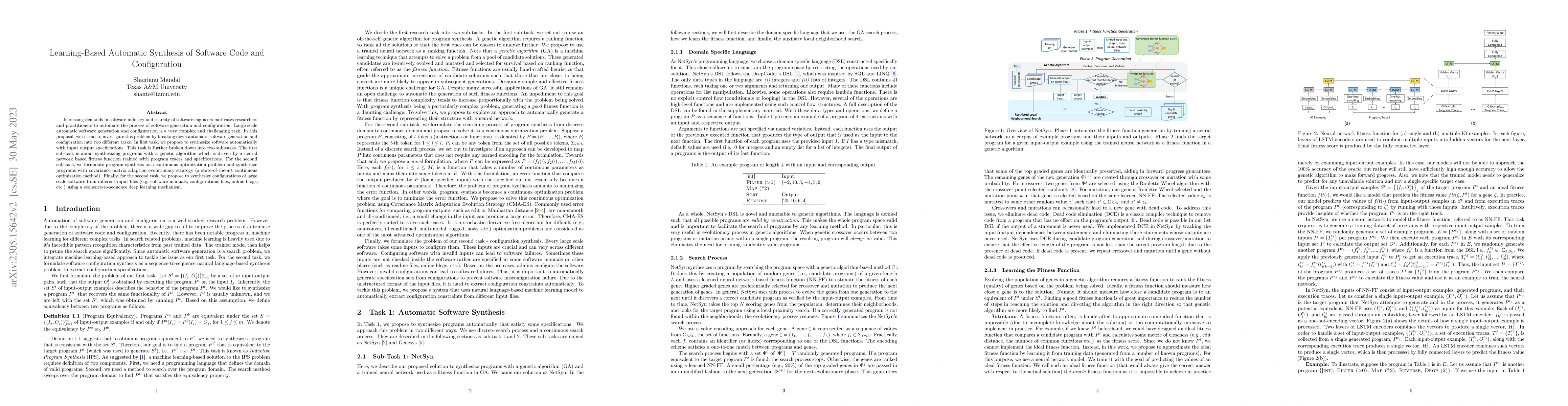 Thumbnail for Learning-Based Automatic Synthesis of Software Code and Configuration