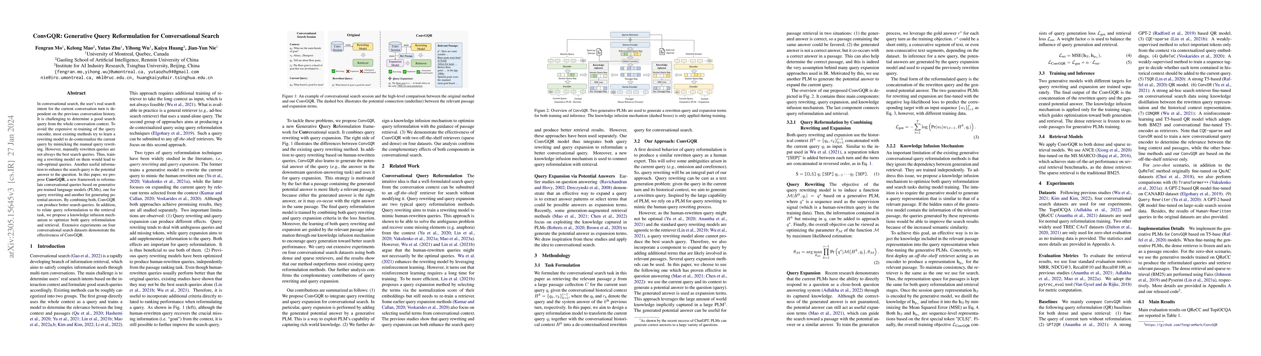 Thumbnail for ConvGQR: Generative Query Reformulation for Conversational Search