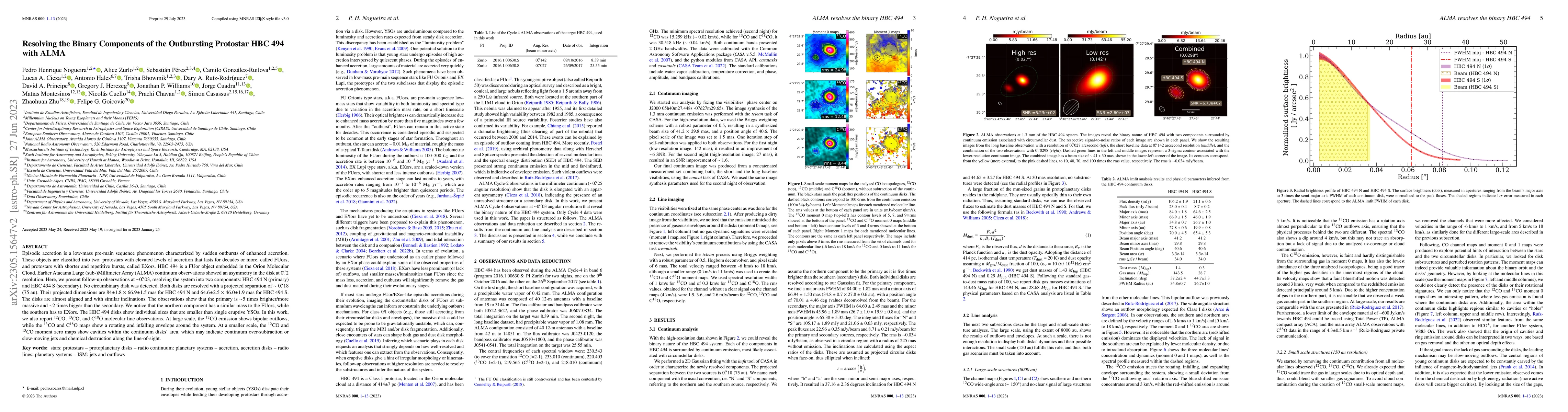 Thumbnail for Resolving the Binary Components of the Outbursting Protostar HBC 494
  with ALMA