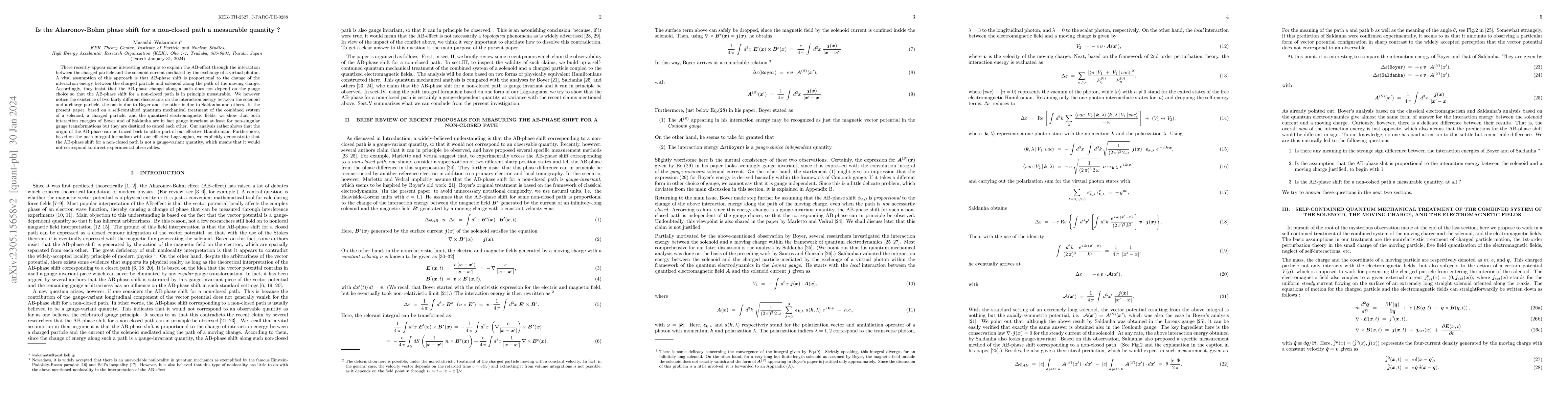 Thumbnail for Is the Aharonov-Bohm phase shift for a non-closed path a measurable
  quantity ?