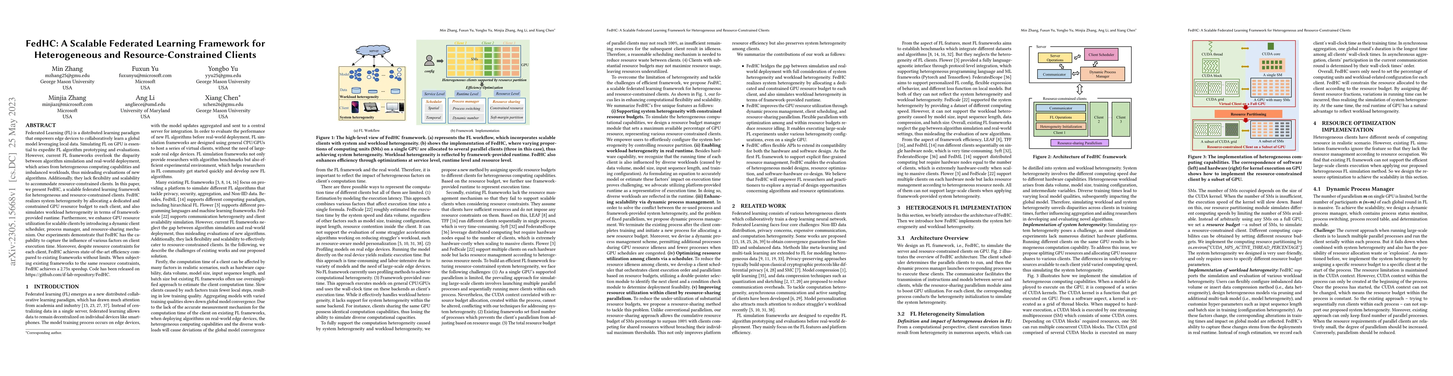 Thumbnail for FedHC: A Scalable Federated Learning Framework for Heterogeneous and
  Resource-Constrained Clients
