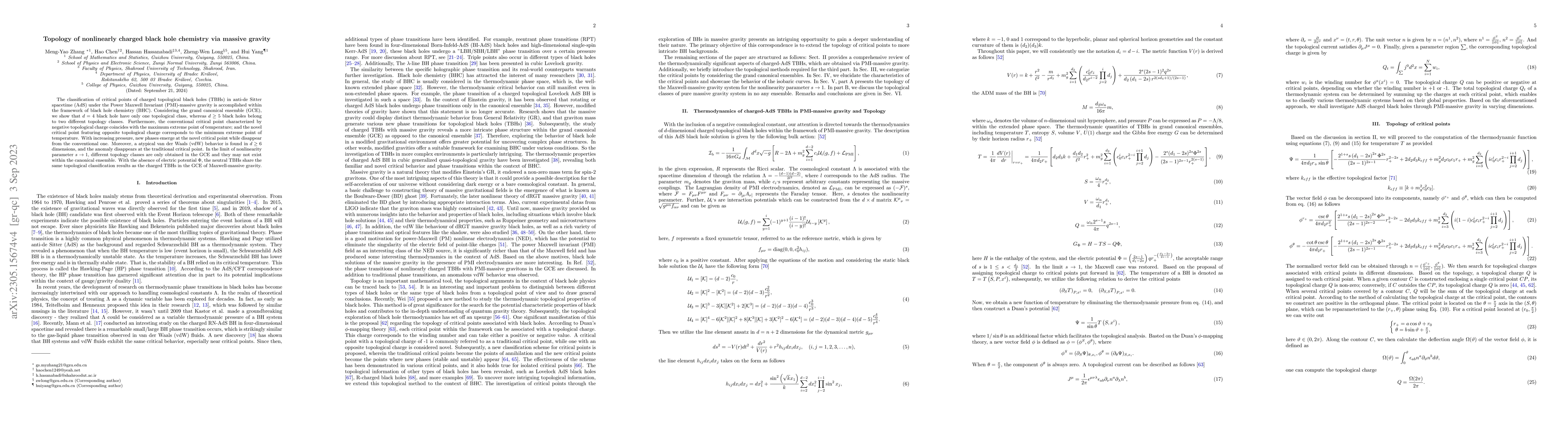 Thumbnail for Topology of nonlinearly charged black hole chemistry via massive gravity