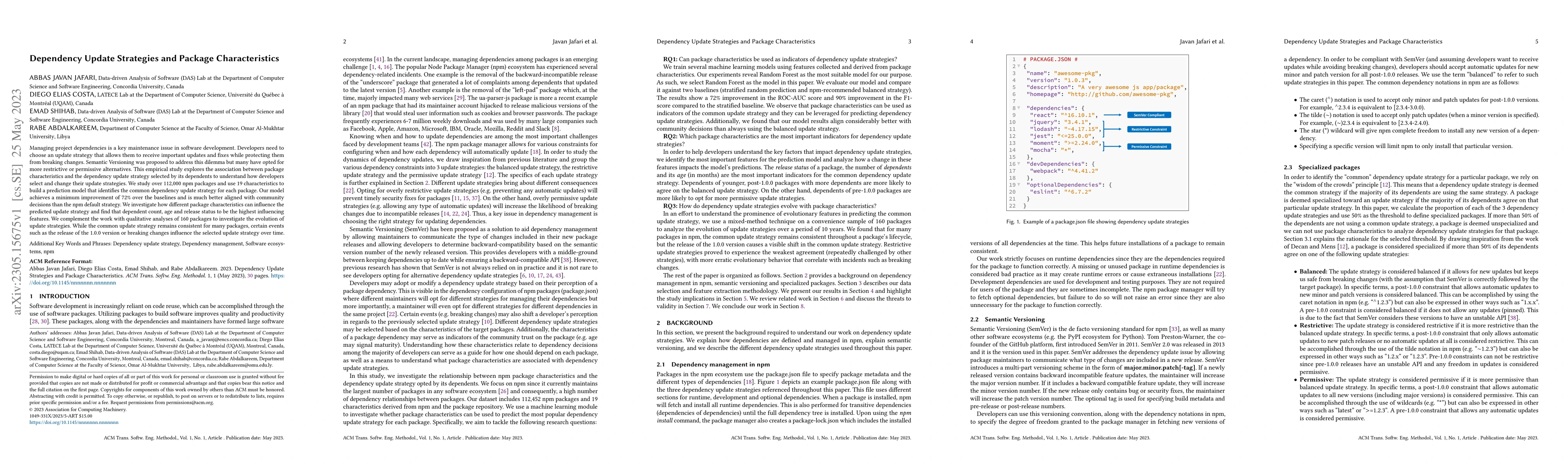 Thumbnail for Dependency Update Strategies and Package Characteristics