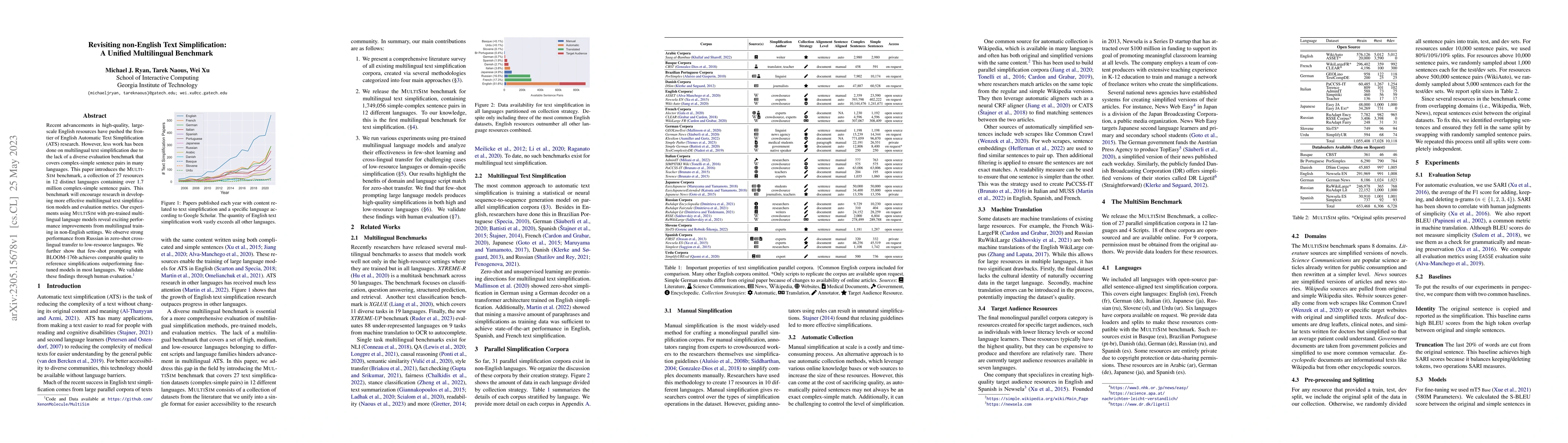 Thumbnail for Revisiting non-English Text Simplification: A Unified Multilingual
  Benchmark