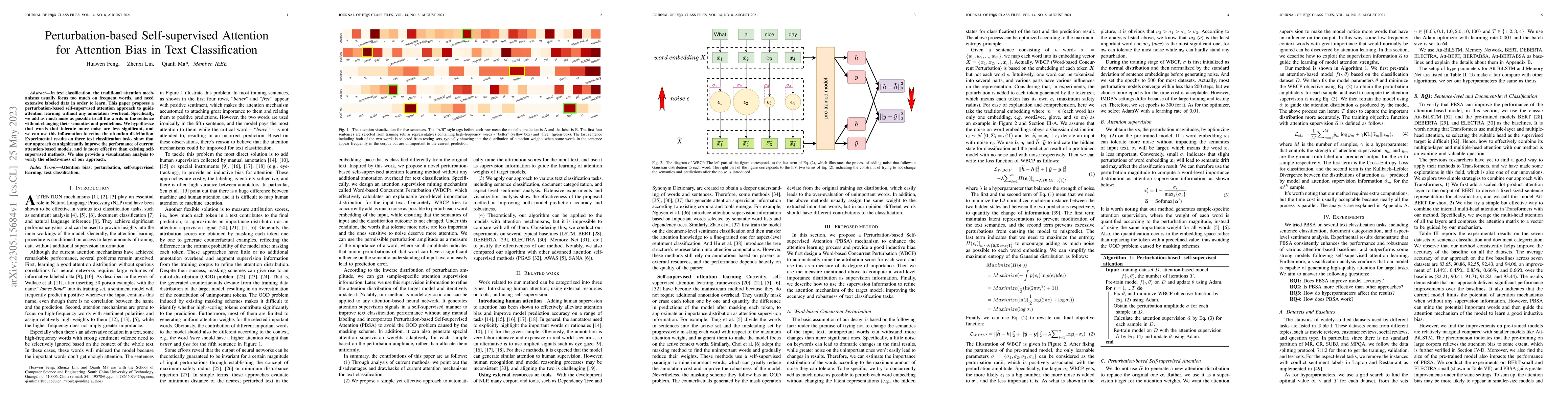 Thumbnail for Perturbation-based Self-supervised Attention for Attention Bias in Text
  Classification