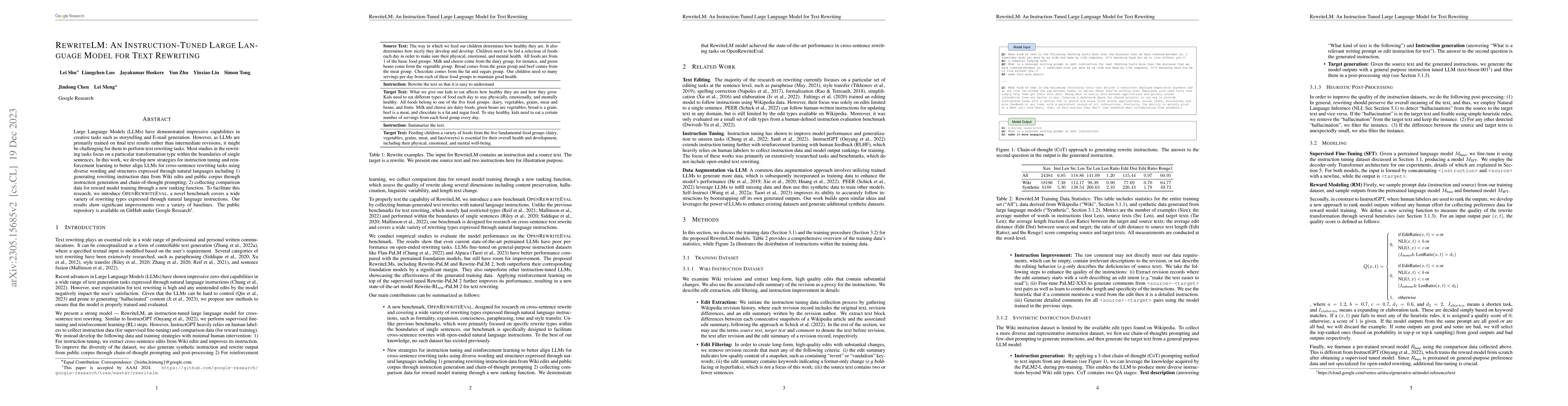 Thumbnail for RewriteLM: An Instruction-Tuned Large Language Model for Text Rewriting