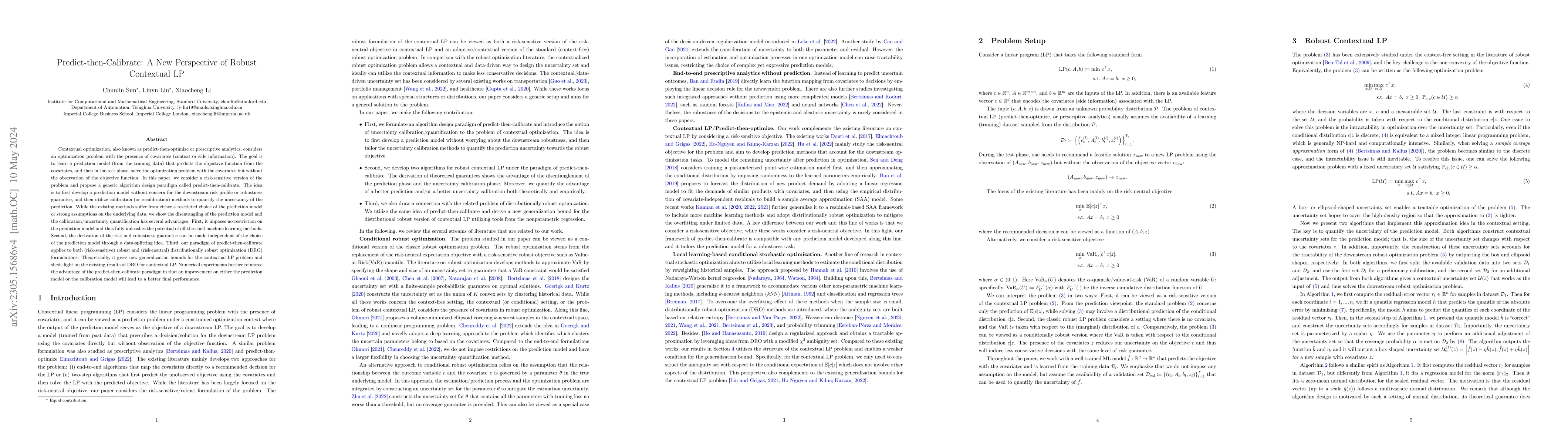Thumbnail for Predict-then-Calibrate: A New Perspective of Robust Contextual LP