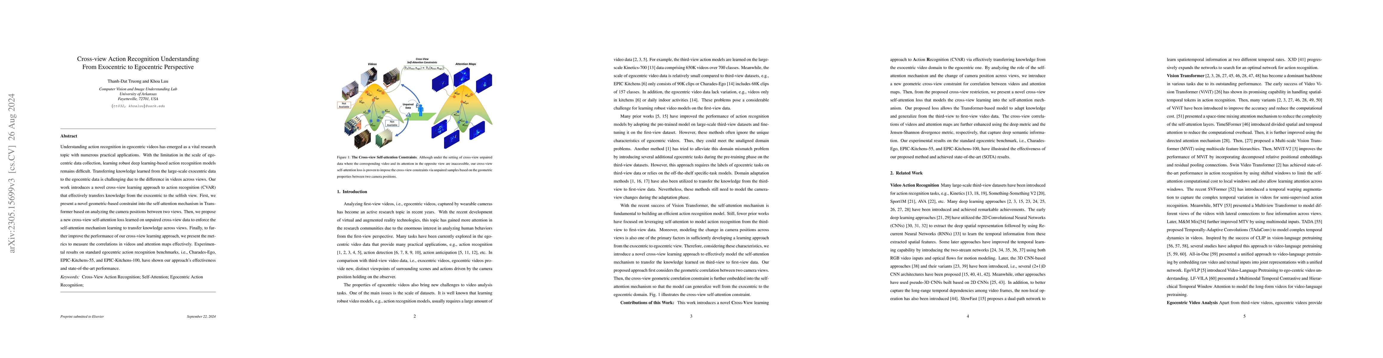 Thumbnail for Cross-view Action Recognition Understanding From Exocentric to
  Egocentric Perspective