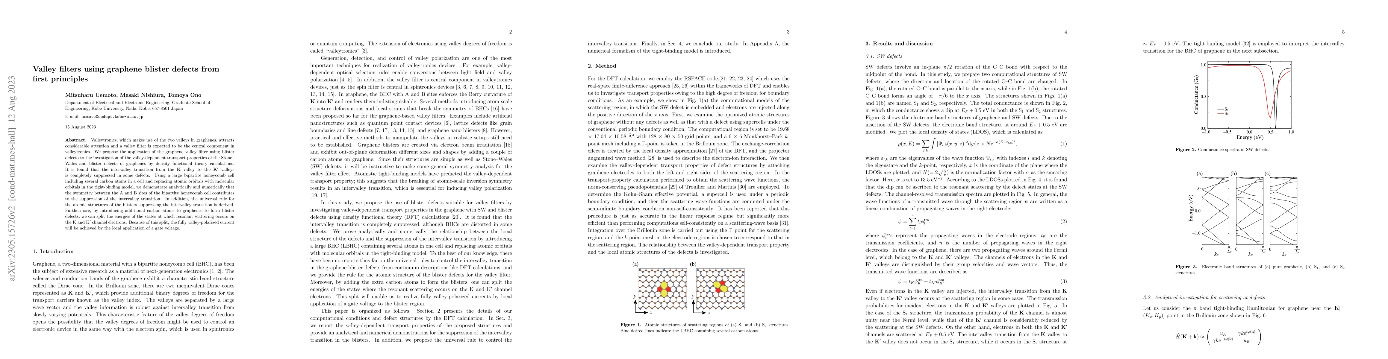 Thumbnail for Valley filters using graphene blister defects from first principles