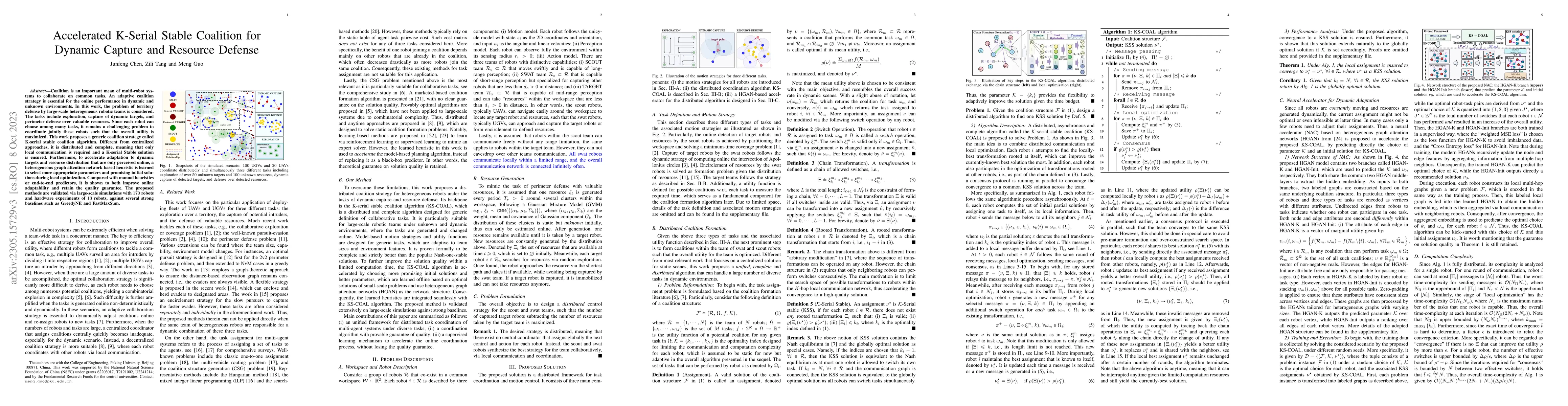 Thumbnail for Accelerated K-Serial Stable Coalition for Dynamic Capture and Resource
  Defense