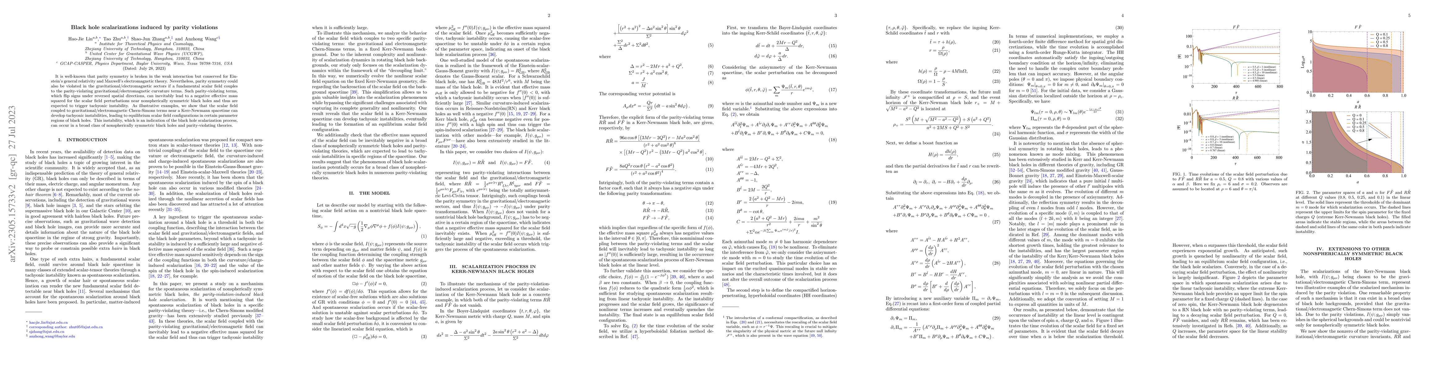Thumbnail for Black hole scalarizations induced by parity violations