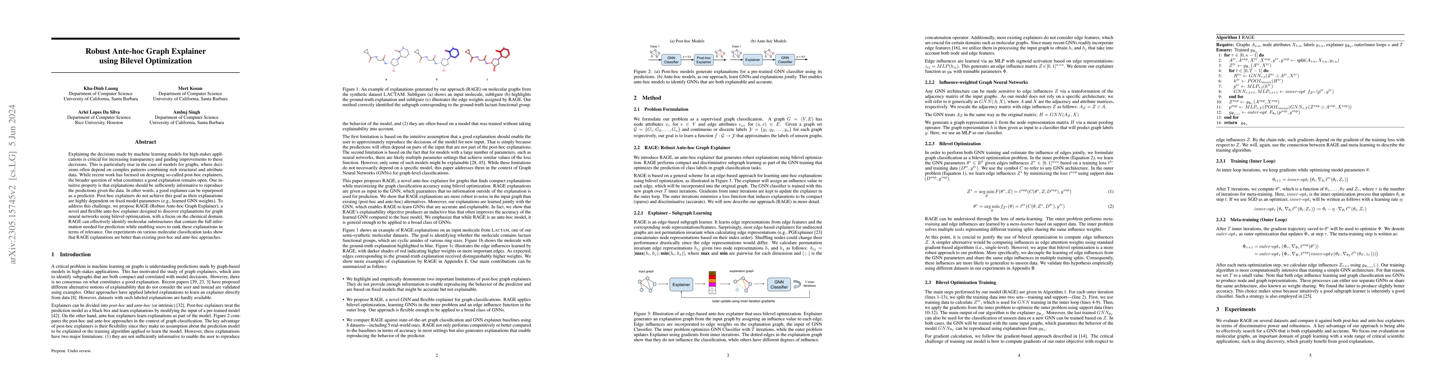Thumbnail for Robust Ante-hoc Graph Explainer using Bilevel Optimization