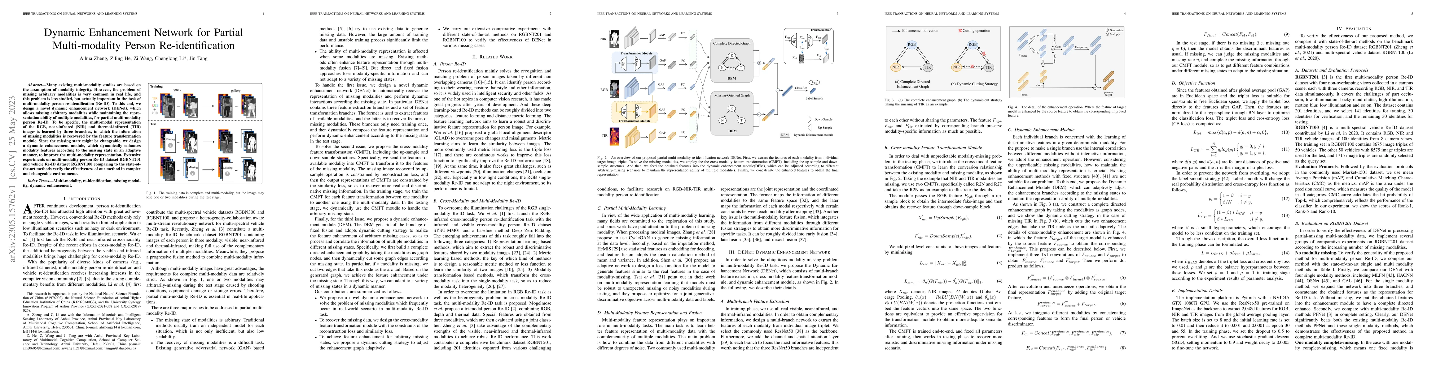 Thumbnail for Dynamic Enhancement Network for Partial Multi-modality Person
  Re-identification