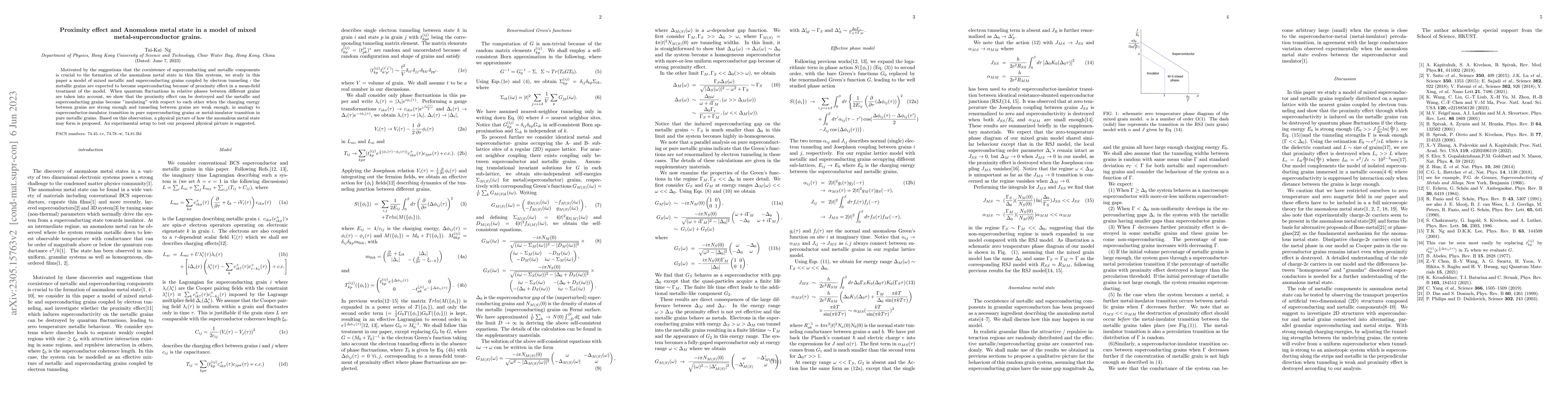 Thumbnail for Proximity effect and Anomalous metal state in a model of mixed
  metal-superconductor grains