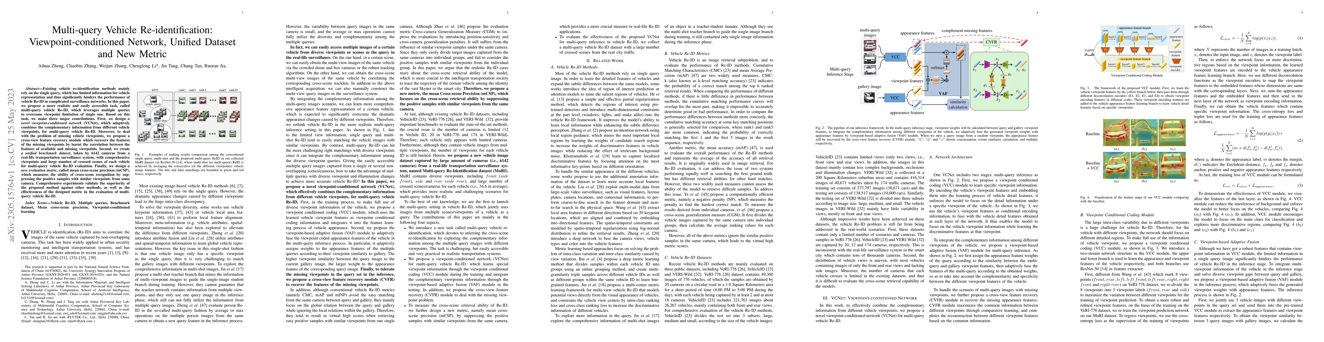 Thumbnail for Multi-query Vehicle Re-identification: Viewpoint-conditioned Network,
  Unified Dataset and New Metric
