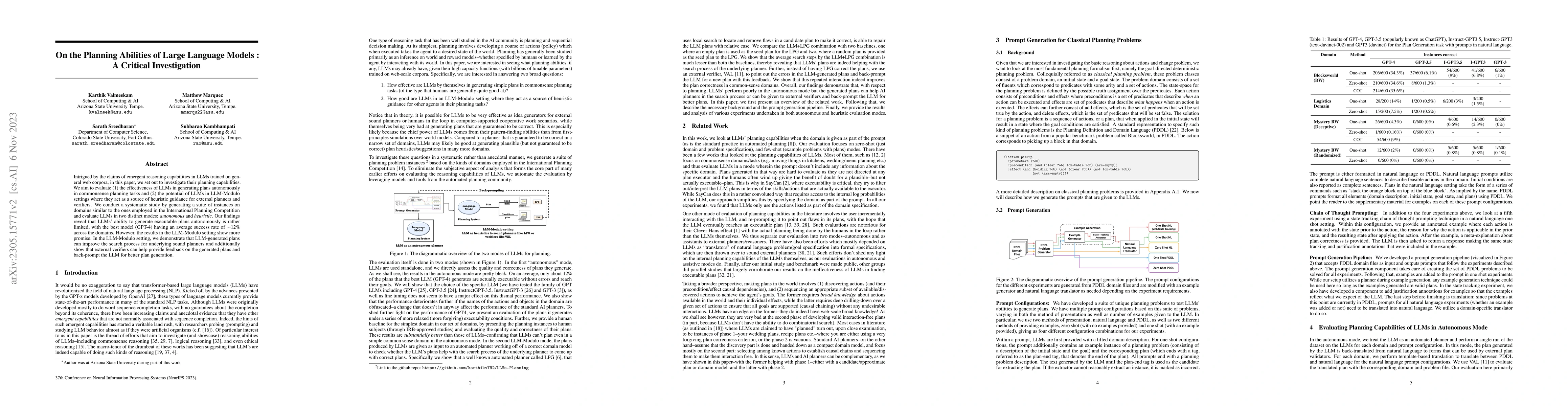 Thumbnail for On the Planning Abilities of Large Language Models : A Critical
  Investigation