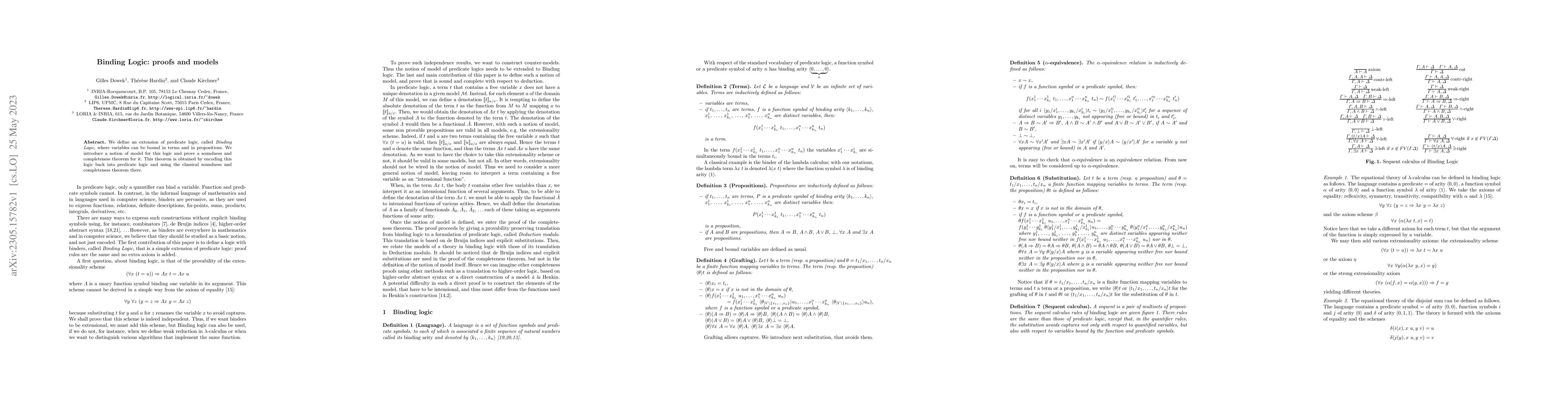 Thumbnail for Binding Logic: proofs and models