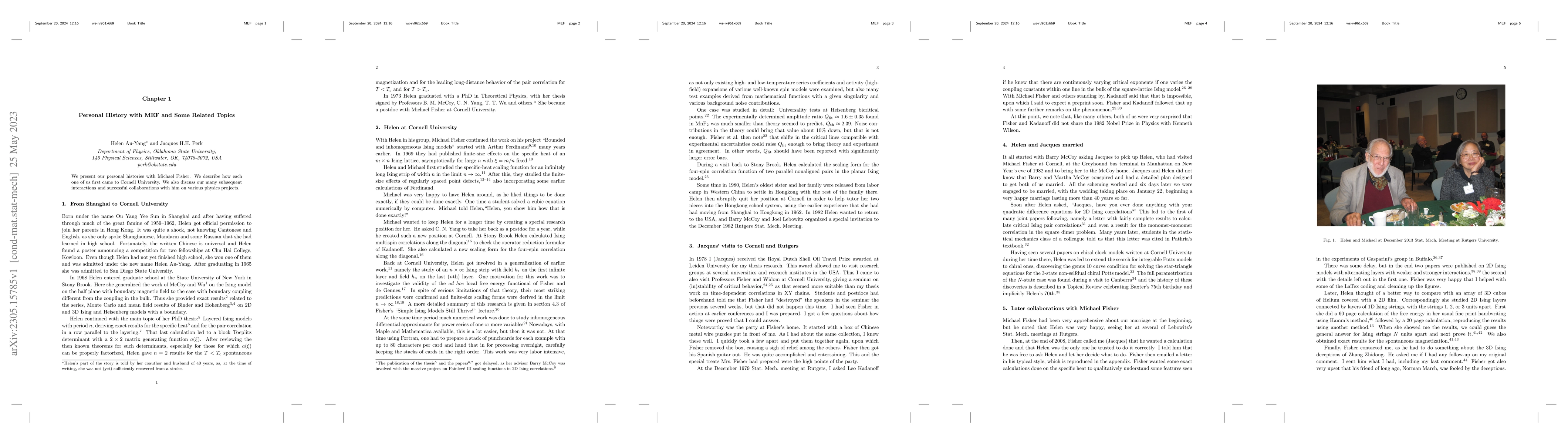 Thumbnail for Personal History with MEF and Some Related Topics