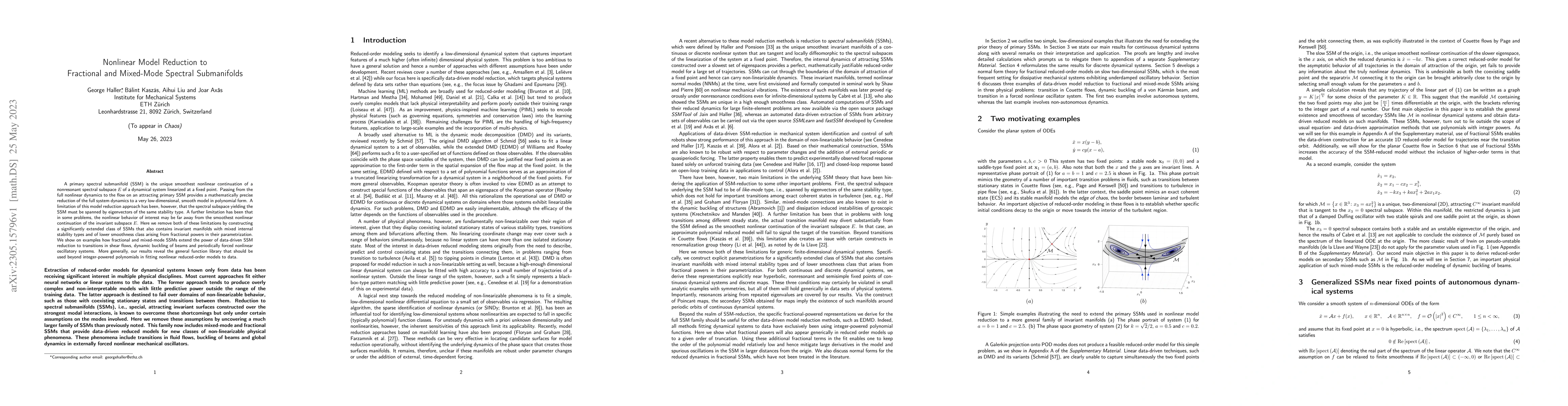 Thumbnail for Nonlinear Model Reduction to Fractional and Mixed-Mode Spectral
  Submanifolds