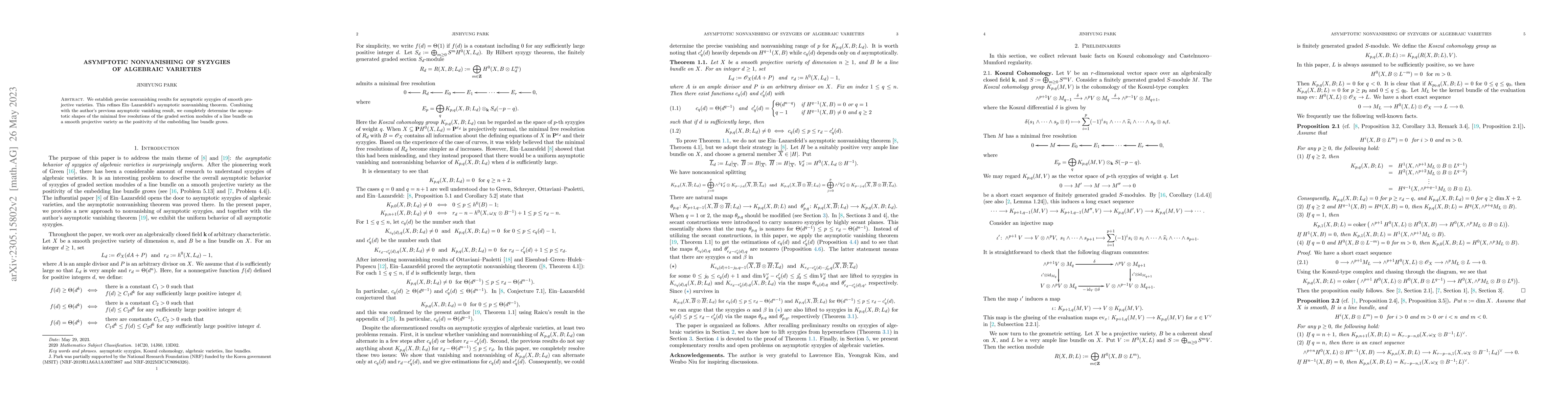 Thumbnail for Asymptotic nonvanishing of syzygies of algebraic varieties