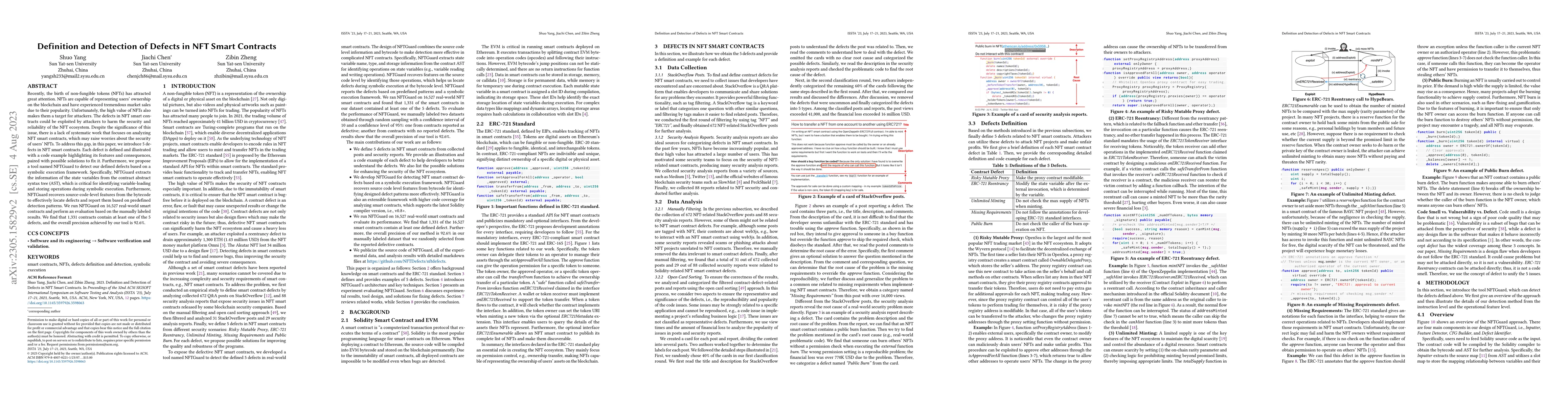 Thumbnail for Definition and Detection of Defects in NFT Smart Contracts