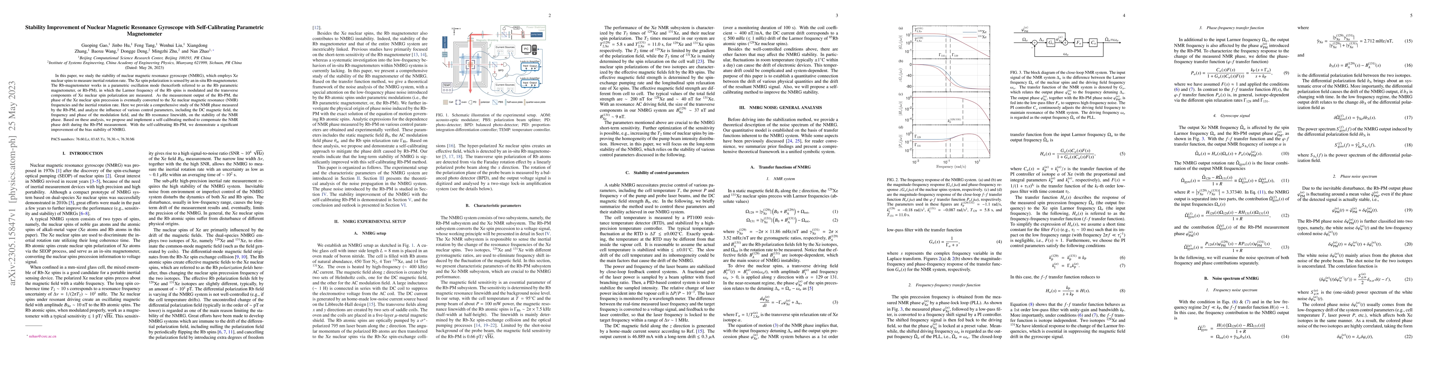 Thumbnail for Stability Improvement of Nuclear Magnetic Resonance Gyroscope with
  Self-Calibrating Parametric Magnetometer