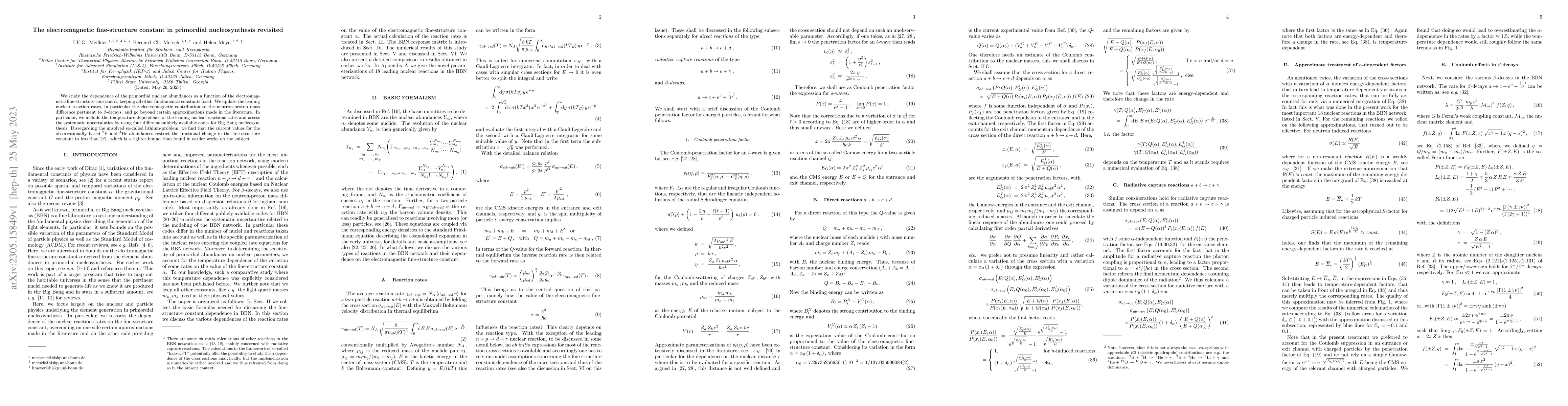 Thumbnail for The electromagnetic fine-structure constant in primordial
  nucleosynthesis revisited
