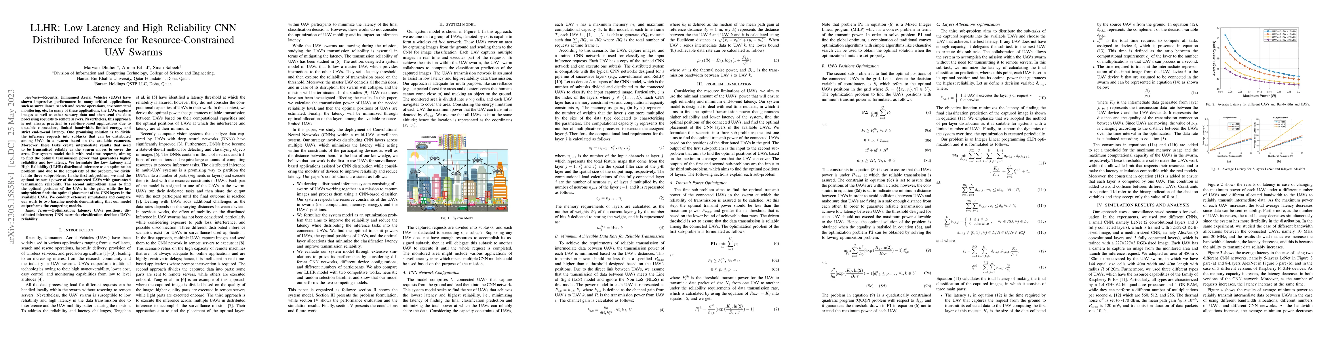 Thumbnail for LLHR: Low Latency and High Reliability CNN Distributed Inference for
  Resource-Constrained UAV Swarms