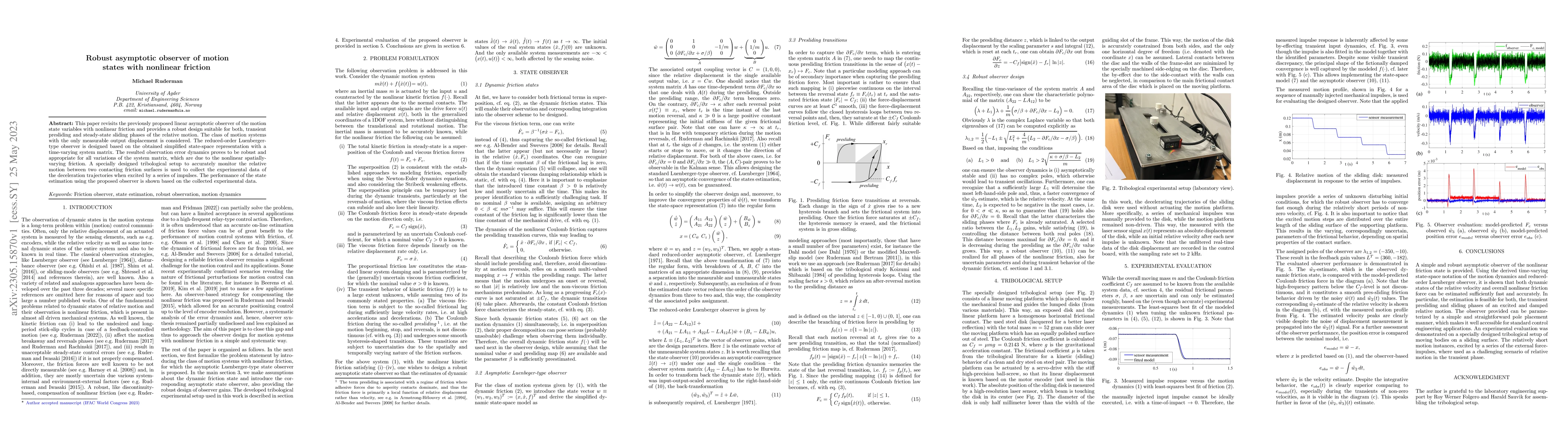 Thumbnail for Robust asymptotic observer of motion states with nonlinear friction