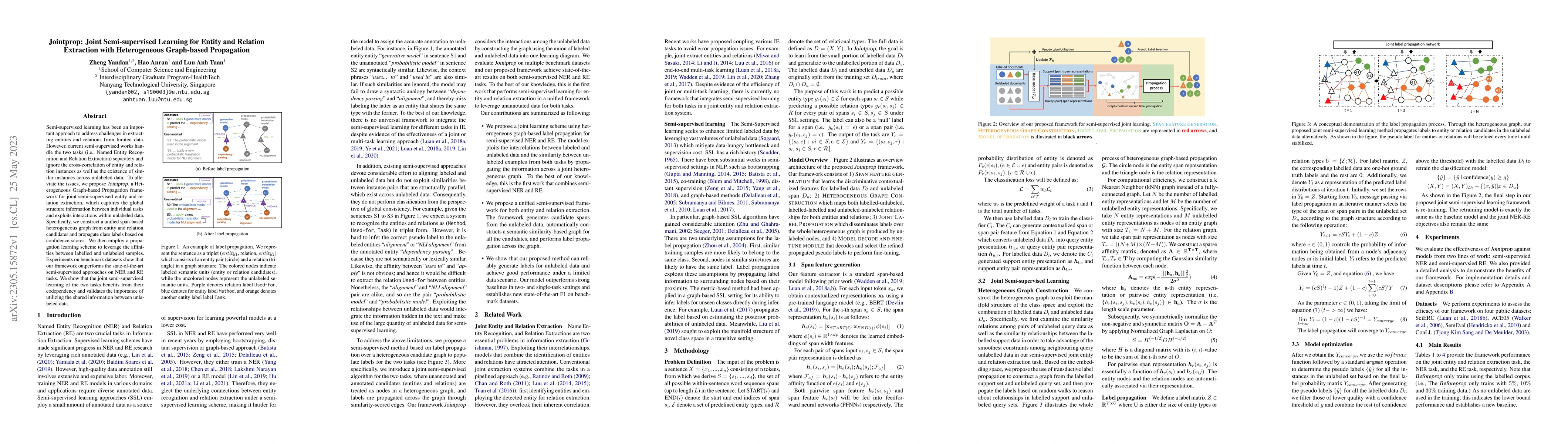 Thumbnail for Jointprop: Joint Semi-supervised Learning for Entity and Relation
  Extraction with Heterogeneous Graph-based Propagation