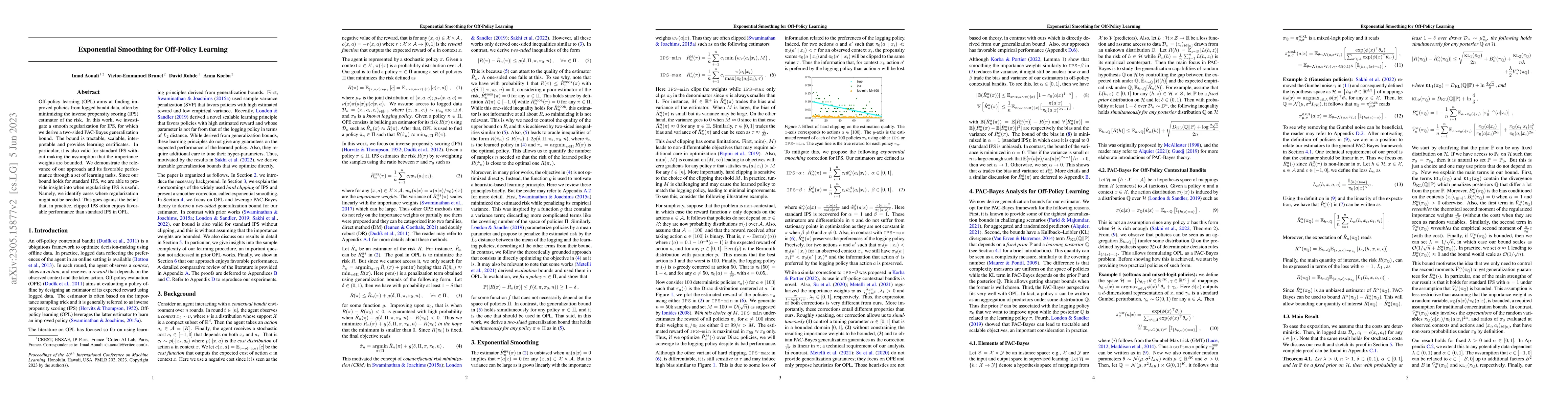 Thumbnail for Exponential Smoothing for Off-Policy Learning
