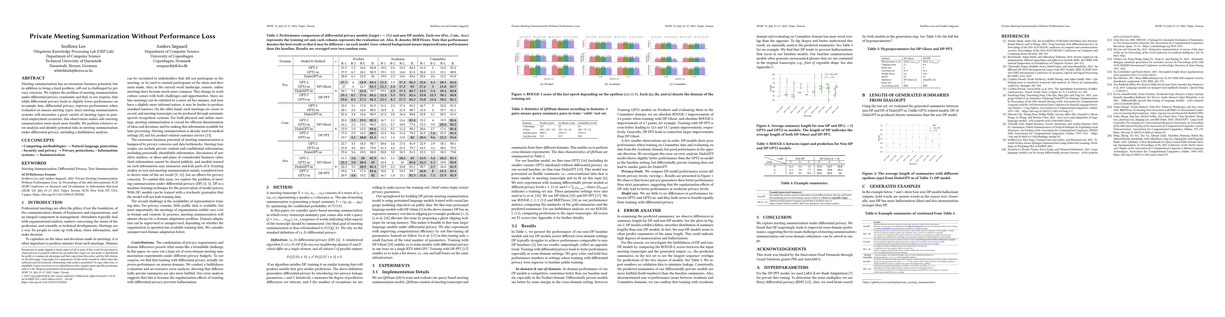 Thumbnail for Private Meeting Summarization Without Performance Loss