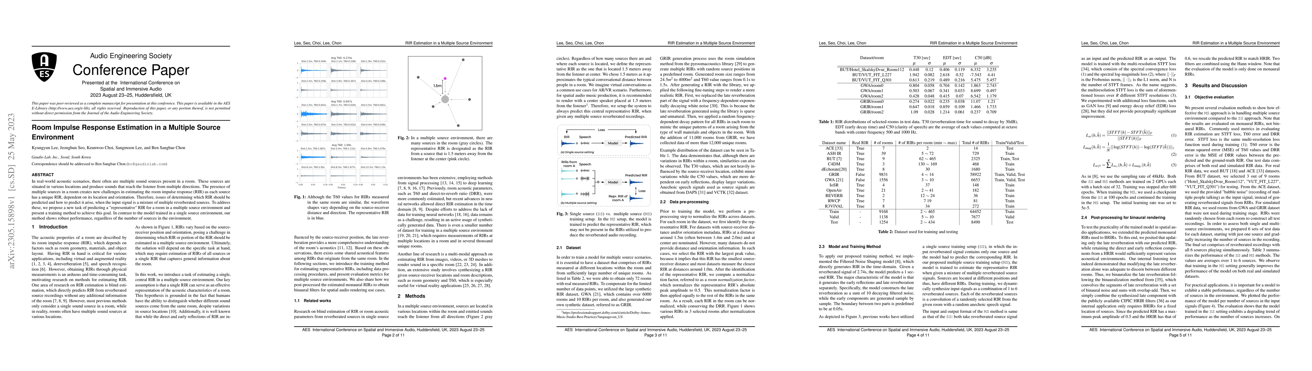 Thumbnail for Room Impulse Response Estimation in a Multiple Source Environment