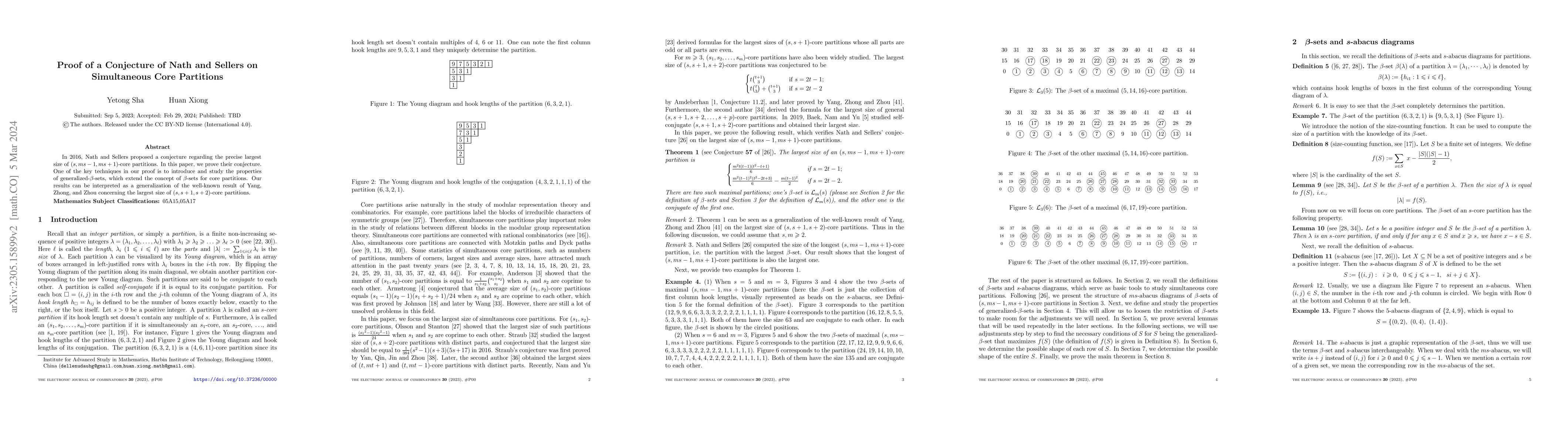 Thumbnail for Proof of a Conjecture of Nath and Sellers on Simultaneous Core
  Partitions