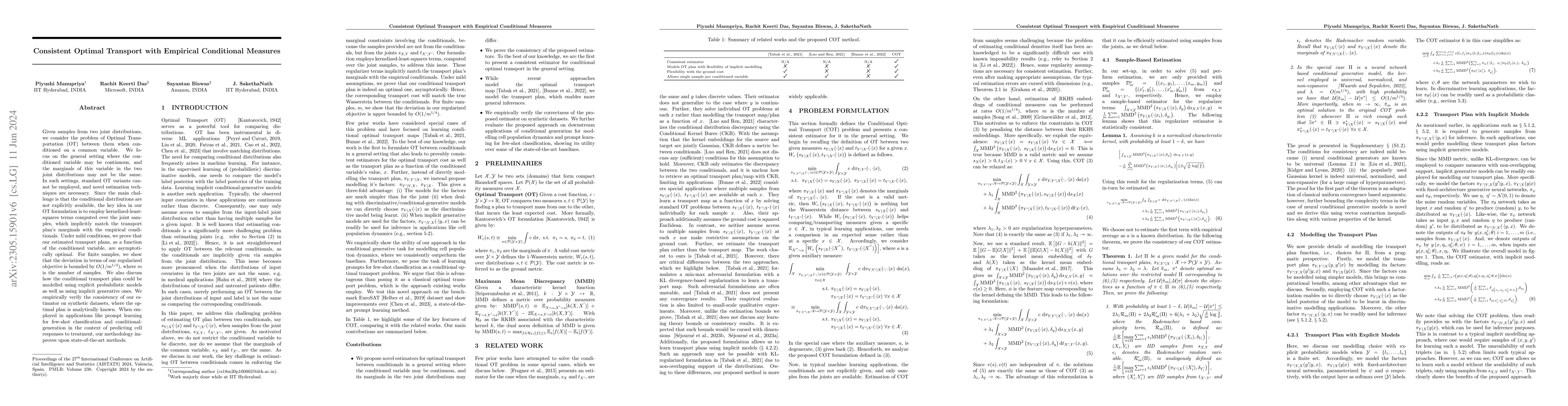 Thumbnail for Consistent Optimal Transport with Empirical Conditional Measures