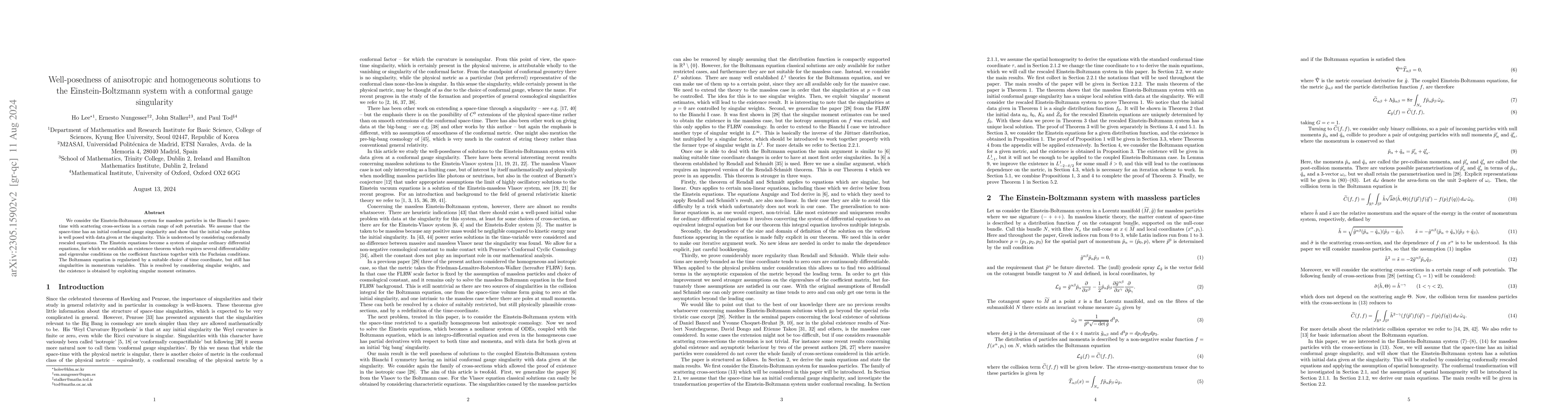 Thumbnail for Well-posedness of anisotropic and homogeneous solutions to the
  Einstein-Boltzmann system with a conformal-gauge singularity