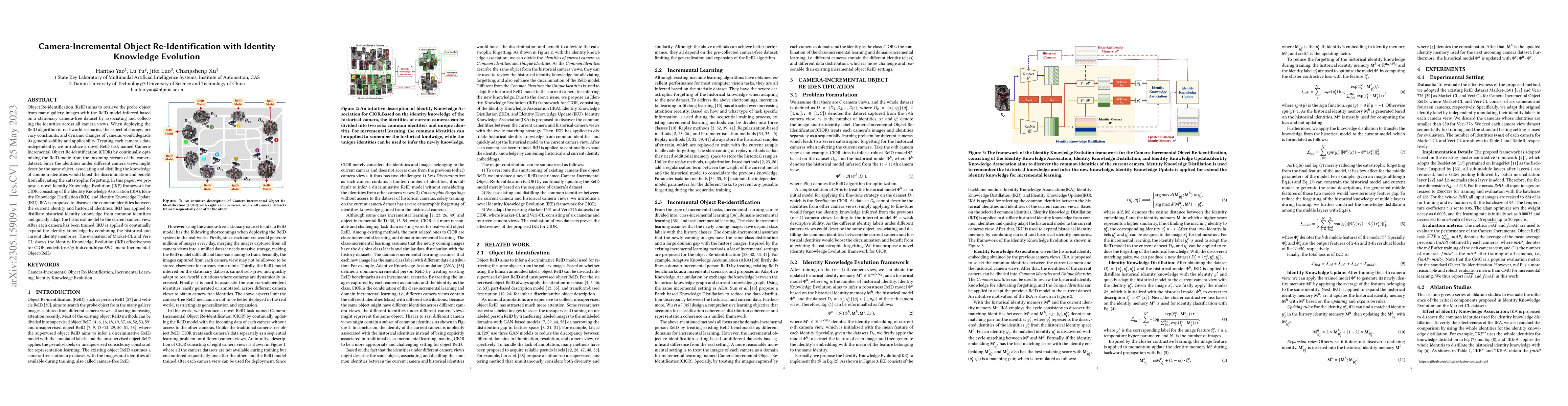 Thumbnail for Camera-Incremental Object Re-Identification with Identity Knowledge
  Evolution