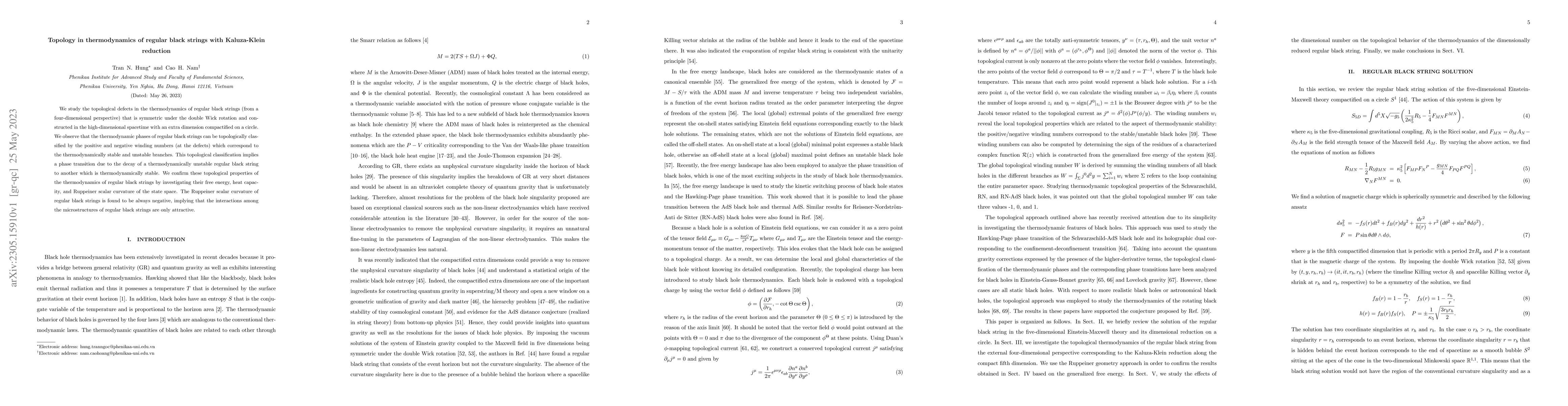 Thumbnail for Topology in thermodynamics of regular black strings with Kaluza-Klein
  reduction