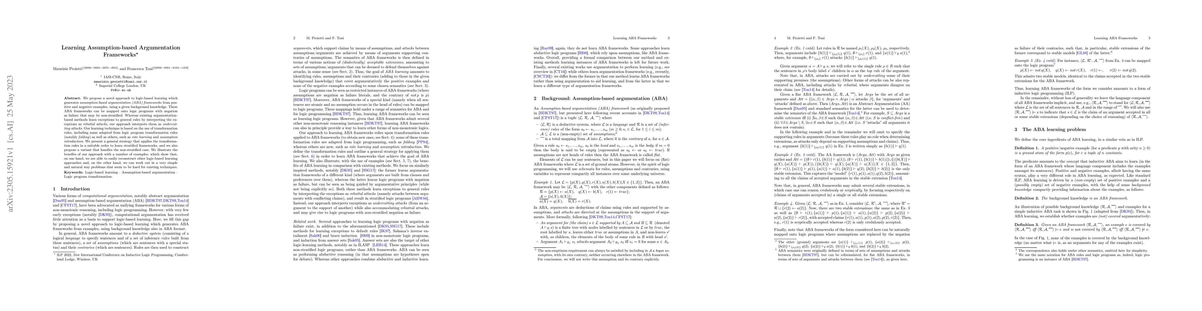 Thumbnail for Learning Assumption-based Argumentation Frameworks