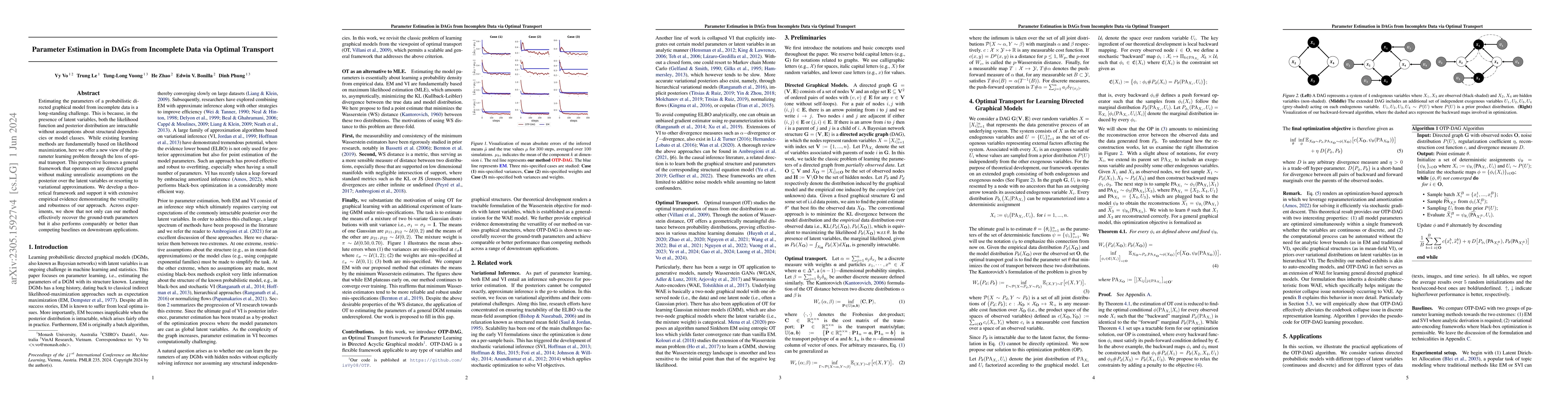 Thumbnail for Parameter Estimation in DAGs from Incomplete Data via Optimal Transport