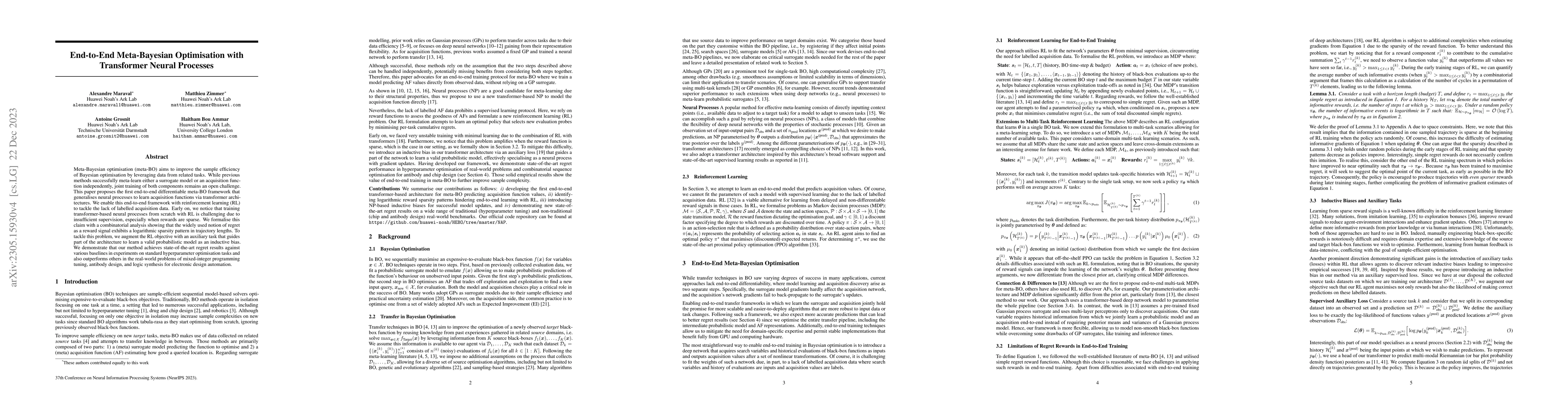 Thumbnail for End-to-End Meta-Bayesian Optimisation with Transformer Neural Processes