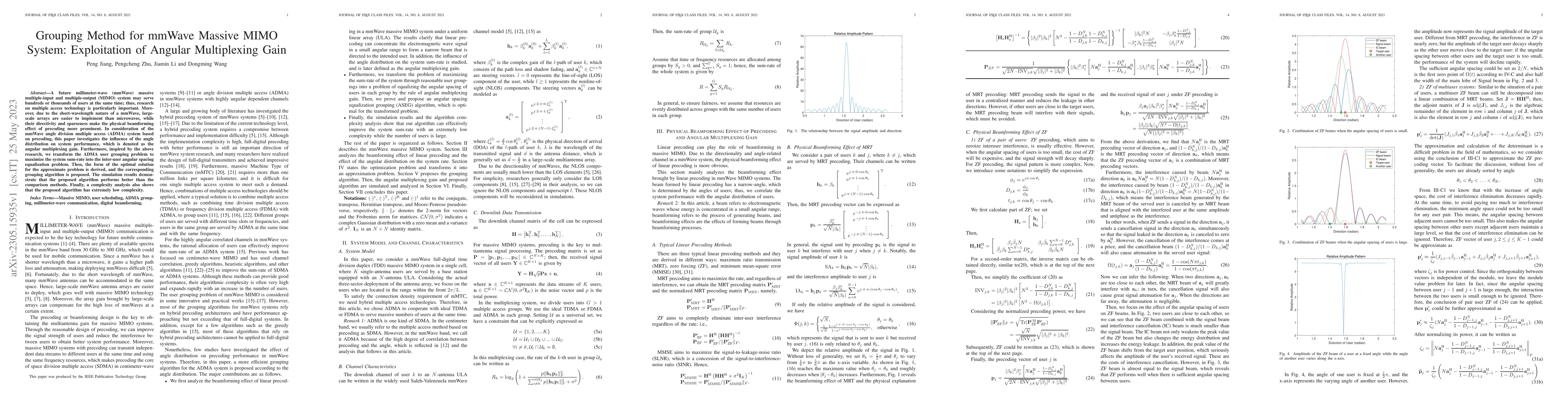 Thumbnail for Grouping Method for mmWave Massive MIMO System: Exploitation of Angular
  Multiplexing Gain